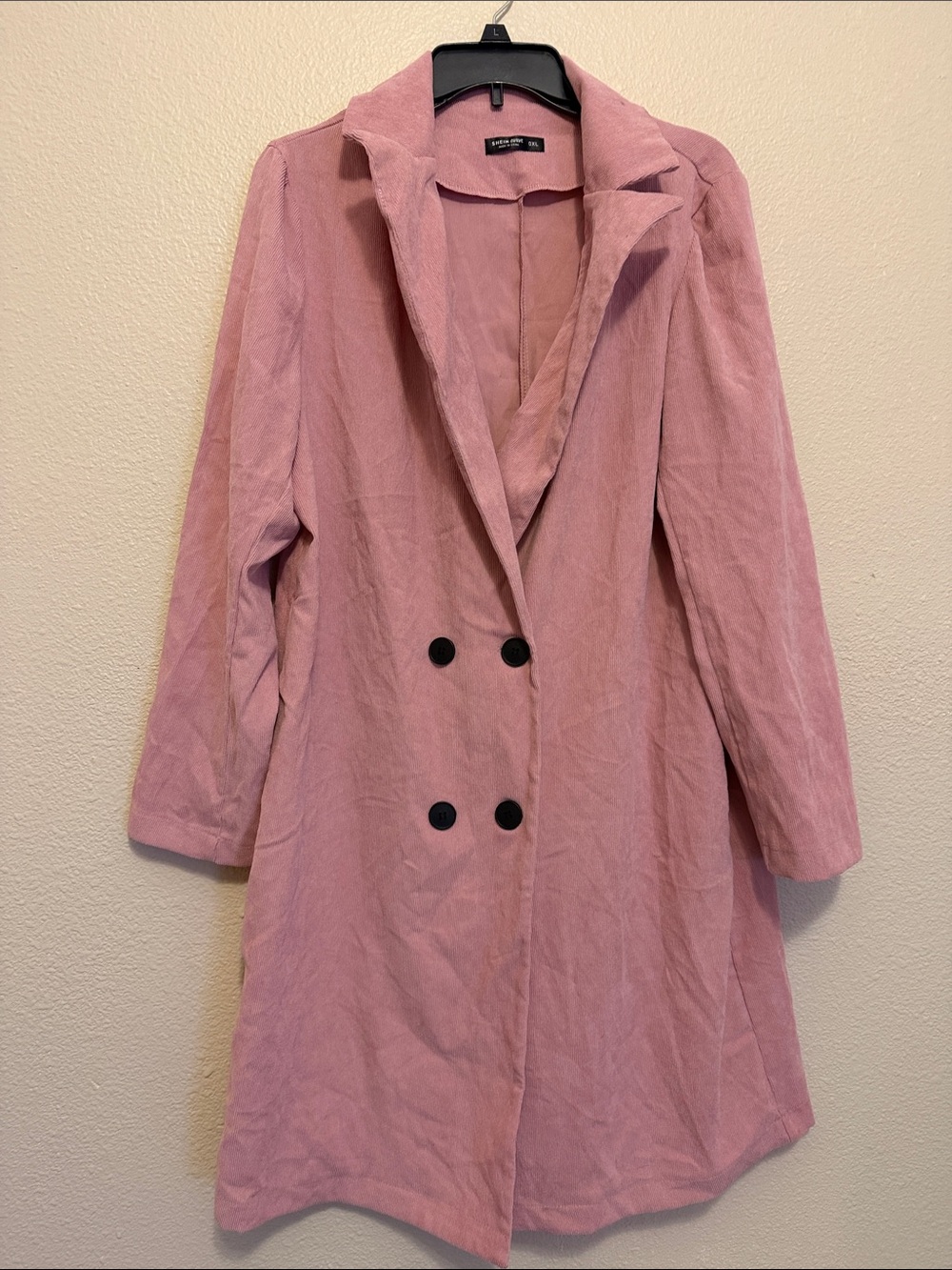 SHEIN Pink Double-Breasted Trench Coat